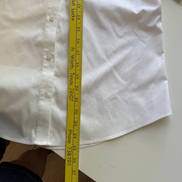 Chico's White Camp Shirt, No Iron Cotton, Size Medium - Picture 5 of 9
